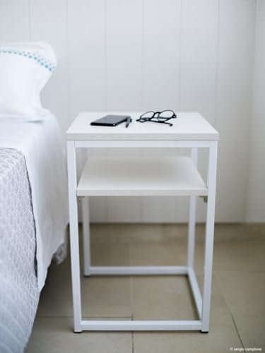 MOBILFINO CAMERETTE Table de Chevet Design Polyvalente en Acier - Idéale pour la Chambre et Le Salon - Noyer Canaletto