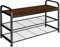 tectake® Schuhregal mit Sitzfläche, Schuhbank aus Holz und Metall, Industrial Style, 3 Ebenen mit 2 Gitterablagen, 91 x 36 x 55 cm (Industrial Dunkelbraun)