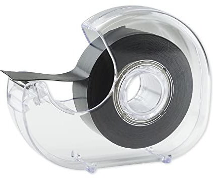 TimeTex Magnet-Streifen-Abroller - selbstklebend - 19 mm x 3 m - Magnetband im praktischen Spender - Magnetklebeband - 93780 - Magnetplättchen