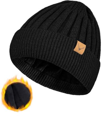 NEOLA Men’s Beanie Hat – Warm, Soft Fleece-Lined Knit Beanie for Winter – Comfortable, Snug Fit, Stretchy, Velvety Inner Lining – Stylish & Durable