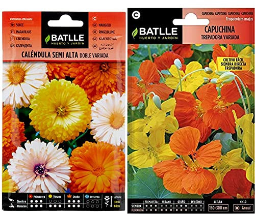 Semillas Batlle - Caléndula semi alta doble variada & Capuchina TREPADORA Variada