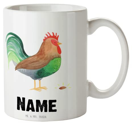 Mr. & Mrs. Panda personalisierbare tasse Hahn Korn - Personalisierte Geschenke, personalisierbar, Bauernhof, personalisierter kaffeebecher, kaffeetasse, Natur, Eier, personalisiert, Henne