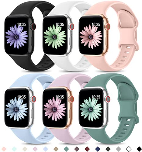 Higgs 6 Pack Sport Straps Compatible with Apple Watch Straps 11 10 42mm 38mm 40mm 41mm Women Men, Soft Silicone Strap Replacement Watchbands for iWatch Series 9 8 7 6 5 4 SE Ultra 3 2 1
