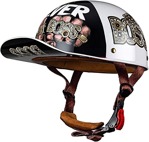 LPXPLP Retro Motorradhelm Halbschalenhelm Mit ECE Zulassung Baseball Cap Helm Jethelm Deutscher Stil Totenkopf Kappe Helm Motorrad Cruiser Roller Cool Helm Für Männer Und Frauen 9,XL
