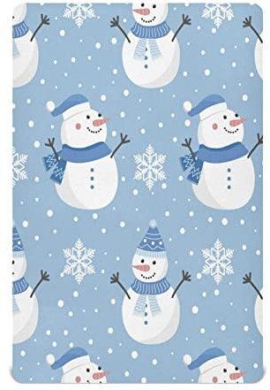 Christmas Snowman Snowflakes Crib Sheets for Boys Girls Pack N Play Sheet Soft Breathable Mini Crib Sheets 39 x 27