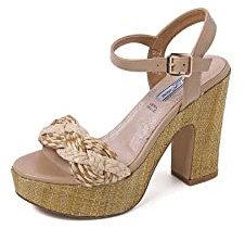 QUEEN HEELENA Sandali con Tacco Casual Eleganti con Plateau Donna ZM9405 (ZM9446 Beige, Sistema Taglie Calzature EU, Adulto, Numero, Media, 38)