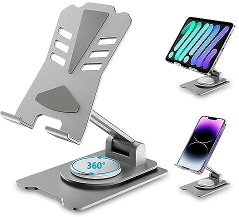 ZONSUSE Soporte movil Mesa, Soporte Tablet,Soporte de Escritorio Giratorio Ajustable con Base Giratoria de 360 Grados, con Todos los Teléfonos, iPhone, iPad, Switch,Galaxy,Tab/Phones(4-13)