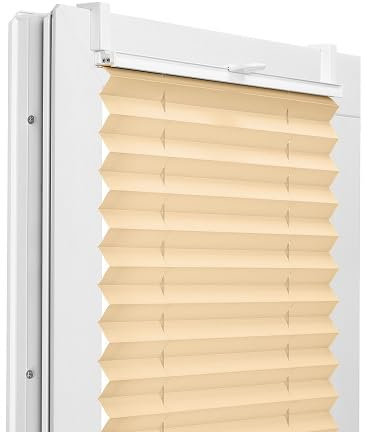 Fenster DEKOR - Plissee Klemmfix ohne Bohren Breite 40 cm x Höhe 100 cm - Fenster Plissees innen Pfirsich - Faltrollo Blickdicht - Faltrollos einfach zu montieren - Blissett Rollo