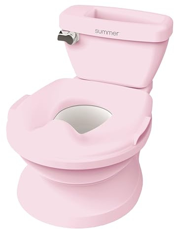 Ingenuity My Size Potty Pro, spädbarn potträning toalett, verklighetstroget spolande ljud, stänkskydd, lätt att rengöra med avtagbar skål, torka förvaring, 18 månader + (rosa)