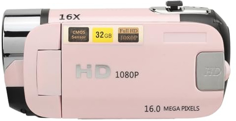 Cámara Digital D90 1080P 16MP Videocámara con Pantalla Giratoria de 2,4 Pulgadas Grabadora de Vídeo HD con Zoom 16X y Luz de Relleno (-2214230150514)