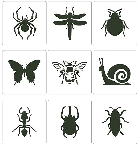 9 x Insekten-Tier-Zeichenschablonen, 15,2 cm, wiederverwendbare PET-Schablonen für Kinder, Studenten, Kartenherstellung, Zeichnen, Weihnachten, Party, Dekoration, Tiervorlagen zum Basteln,