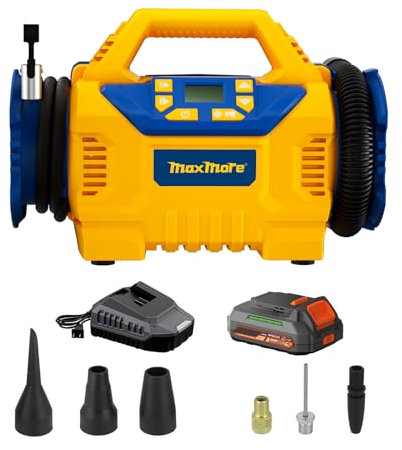 Cordless Tire Inflator/deflator Compatible with DeWalt 20V MAX Battery(Tool Only) 160 PSI Portable High Pressure Air Compressor, Digital Gauge, Auto Shut Off, LED Light For Tires, Car, Bike, Balls