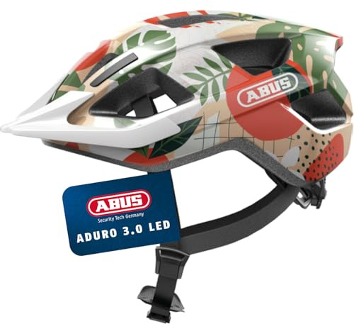 ABUS Aduro 3.0 LED Bike Helmet - sporty city Helmet in a stylish design for everyday and sporty Tours - with Rear Light - for Men and Women - Size S, black