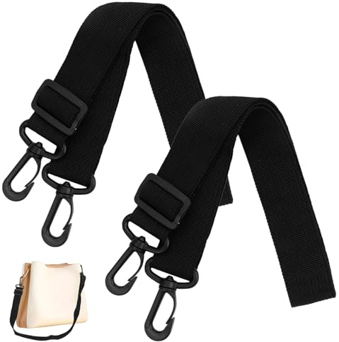 Jinsion 2 Stück Schultergurt mit Karabiner, Schwarz, Verstellbar | Nylon, Universal Ersatz, Für Taschen, Umhängetasche, Handtasche