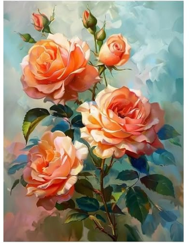DOUKOYEE 5D DIY Diamond Painting Kinder Erwachsene Blumen Rose Bilder Malerei Bunt Muster Stickerei Kits 5D Diamantmalerei Home Wanddekoration Wohnzimmer Schlafzimmer Eingang Dekoration (D)
