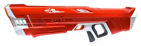 Spyra Three™ Pistolet à eau électrique, chargement automatique, 3 modes de jeu, LED et indicateur de batterie, 15 m de portée, jouet d'été de qualité supérieure (rouge)