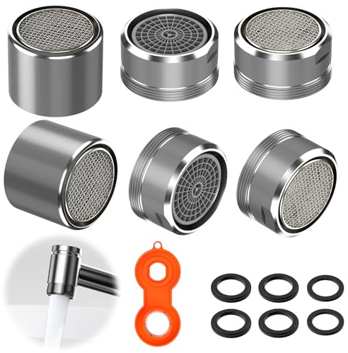 6 Pcs Kitchen Tap Aerator 24mm Male/22mm Female Filter Nozzle Bathroom Tap | Faucet Replacement Water Saver Spout Filter For Tap Faucet Aerator Tap Diffuser Aerator For Kitchen Bathroom Restaurant