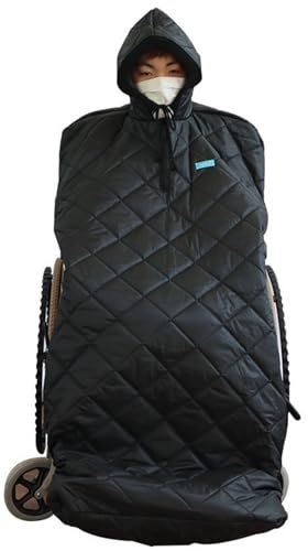 Fotrsta Rollstuhlwärmer-Abdeckdecke, Winter Rollstuhldecke Schlupfsack Winddichte Wärme Rollstuhl Fußsack Rollstuhl Cape Poncho Mit Kapuze Zum Anziehen Fleece-gefütterte