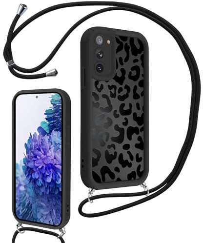 Xylota Handyband für Samsung S20 FE/S20 Lite Hülle mit Band, Aesthetic Muster Handyhülle mit Kette Kordel Schlüsselband, Mädchen Schutzhülle für Samsung S20 Fan Edition zum Umhängen,Leopard
