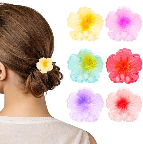 dusaniyali Lot de 6 petites pinces à cheveux en forme de fleur - 4 cm - Antidérapantes - Pour fixer les cheveux