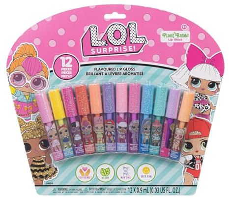 L.O.L sorpresa! Set di 12 lucidalabbra vegetali, set di trucchi per bambine, perfetto per feste e regali di compleanno, dai 3 anni in su, di Townley Girl