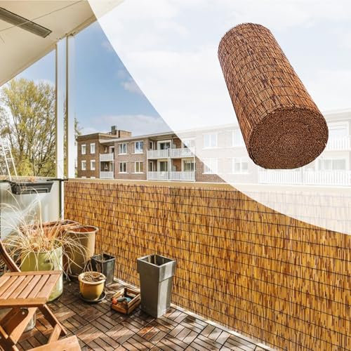 Handgewebter Bambuszaun Sichtschutz Für Den Garten – Wind-/Sonnenschutzzaun – Schilfzaun Für Den Außenbereich Für Garten, Terrasse, Galerie, Balkon, Dekorativer Zaun(120x500cm(3.9x16.4FT))