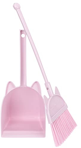 IWOWHERO Juego de Escoba y Recogedor para Niños Pequeños Set de Mini Escobas en Color Rosa Claro Material Seguro para Niños Ligero y Manejable Adecuado para Limpieza Infantil y Tareas