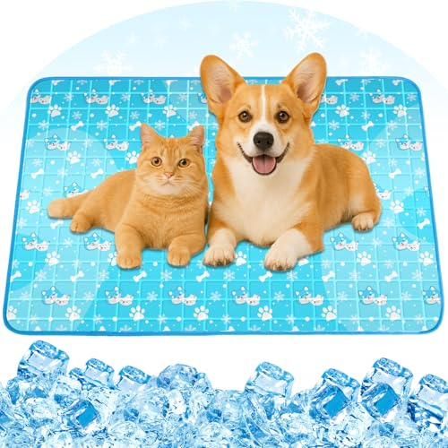 Aisuowa KüHlmatte Hund Katze, KüHlmatte für Hunde ｍit Ungiftigem Festgel, SelbstküHlende KüHldecke Hund, Wasserdicht,Dauerhaft KüHldecke Katzen für Sommer-M (50×65cm)