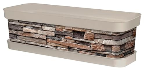 AC - Jardinera de plástico con Plato, Modelo Piedra, Tiesto, macetero, Recipiente para Plantas, Fabricada en España (Beige - 60 cm)