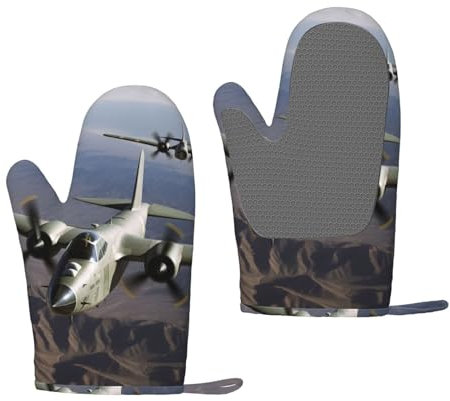 US Army Plane Oven Mitts Set of 2 Heat Resistant Silicone Oven Gloves with Soft Lining Non-Slip Kitchen Cooking Mitt Long Waterproof Potholders Kitchen Essentials
