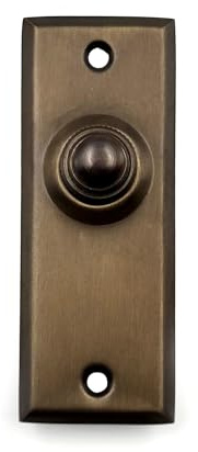 A29 Push Button Doorbell, Solid Brass, Antique Brass Finish