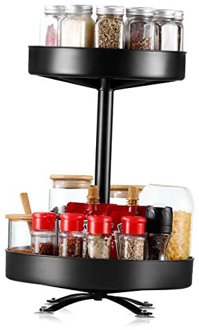 Didiseaon Rotating Spice Rack Condiment Holder Kitchen Storage Cabinet Spice Organizer Sauce Rack Turntable