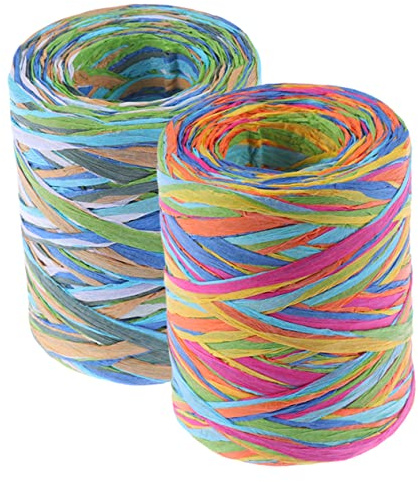 OSALADI 2rollos Cinta De Rafia Navideña Para Envolver Regalos Cintas De Colores Cordel Para Manualidades