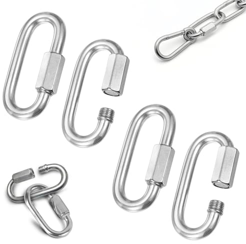 DIFLAX 4 Pièces Mousqueton INOX à Vis, Maillon Rapide Attache, Connexion Sécurisée pour Camping, Randonnée, Activités Extérieures (M8)