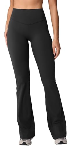 UNISSU Hugcurve No Front Seam High Waisted Flare Leggings for Women Bootcut Yoga Pants Buttery Soft Lounge Workout - 33.5'' Black X-Large