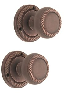 Infinity Decor Paire de boutons de porte traditionnels en bronze vieilli géorgien à mortaise 50 mm – Ensemble de poignées de porte rondes à ressort en laiton massif pour portes intérieures et