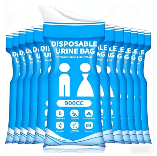 12 Pcs Disposable Urinal Bag, 900ML Vomit Bag Urinals for Travel, Emergency Urine Bag, Unisex Urinal Bag, Camping Pee Bag, Mobile Emergency Toilet In Car for Camping, Hiking, Pregnant, Patient, Kids