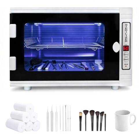 12L UV Sterilisator, UV Desinfektionsschrank mit Timer-Einstellung & LED-Display, 2 Schichten Nagelreiniger Sterilisator für Zuhause, Friseursalon, Spa, Kosmetik
