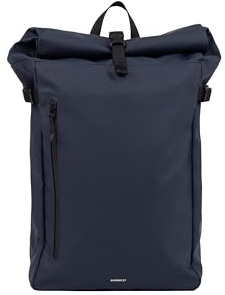 Sandqvist Stream Slim Rolltop Laptop Rucksack 16”, 26L, Navy, wasserdicht, 16 Laptopfach, recycelte Materialien