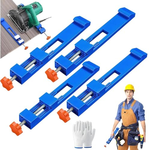 Base De Coupe Réglable, Guide De Scie Circulaire Électrique Avec Pince De Positionnement, Rail De Guidage Réglable, Pince De Coupe Et Fraisage Précise (4PCS)