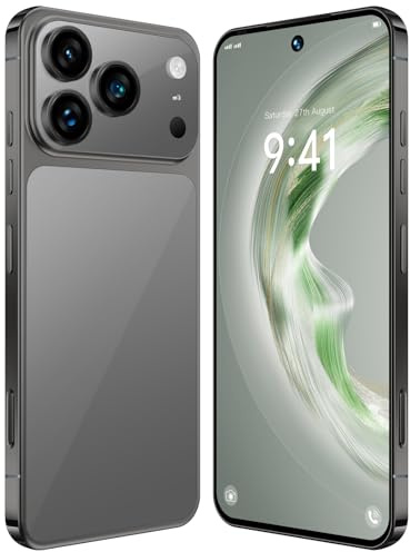 Smartphone I17 Pro Max Android 15, 16 Go RAM 1 To ROM, Batterie 8000 MAh, Étanche, Écran HD 7,3 Pouces, Processeur 10 Cœurs, Double SIM 5G, NFC, GPS, Lecteur D'empreintes Digitales,Black-7.3 Inch