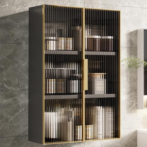 Elegante mobiletto portaoggetti in alluminio da mettere sopra la toilette, salvaspazio, organizer da parete per bagno e cucina, con ripiani in metallo per medicinali e trucco e design moderno in vetro