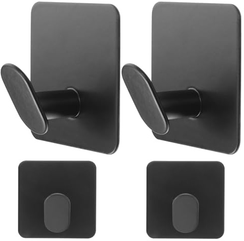 BUGUUYO 4 Ganci Adesivi da Parete in Acciaio Inossidabile 304 per Asciugamani Bagno e Cucina Ganci Autoadesivi Resistenti Bordi Arrotondati Supporto Robusto per Bagno Camera da Letto e