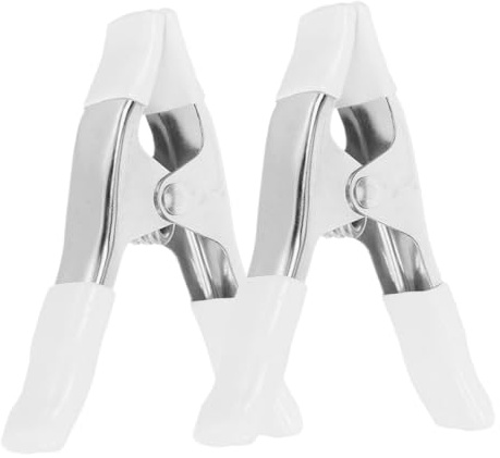 OSALADI 2pcs 4-inch White Heavy Duty Non-Slip Spring Clamps A-Clamps for Photography Backdrop, Multi-Function Small Spring Clips for Woodworking and Greenhouse Use