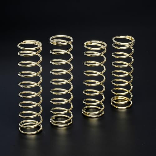 Bearing Steel Shock Spring Upgrade for ARRMA 6S 1/8 Outcast/Kraton/Notorious 1/7 Fireteam/Big Rock,4PCS Wire Diameter Nickel-Plated Surface Spring Rapid Rebound,ARA330507/ARA330508-F80mm/R95mm-Gold
