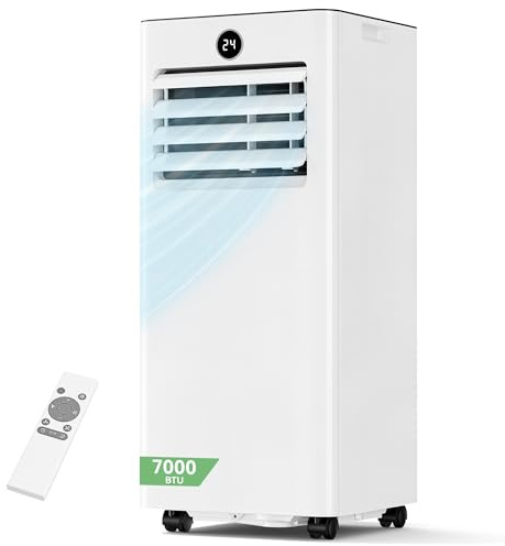 JUMMICO 7000 BTU Mobile Klimaanlage mit Abluftschlauch & Fensterkit | 3-in-1: Kühlen, Entfeuchten, Ventilator | Leise (45 dB) | Mit Fernbedienung & Timer | Für Räume bis 20 m²