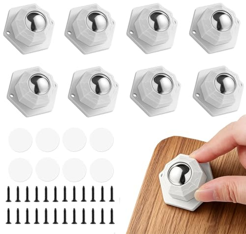 VPAFPEKG Roulettes pour Meubles, 8 Pièces Mini Roulettes à Billes, Roulettes Pivotantes Autocollantes 360 Degrés, Mini Roulette Universelles Adhésives pour Meubles Lourds, Appareils de Cuisine, Valise