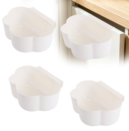 Lot de 4 Bacs à Déchets Suspendus pour Armoire de Cuisine, Poubelle Compacte à Accrocher, Collecteur pour Restes Alimentaires, Organisateur de Table à Langer, pour Cuisine, Bureau et Salle de Bain