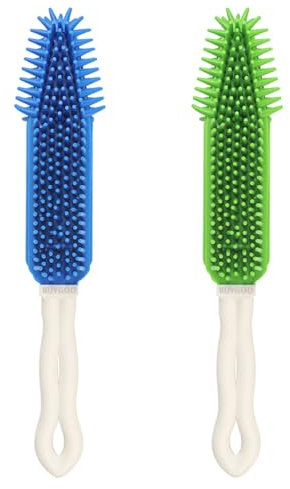 [2Pcs] Pet Hair Remove Brush, Best Car & Auto Detailing Brush Portable Dogs Cats Hair&Lint Remover Brush Rubber Massage Brush for Furniture, Car Interiors, Carpet (Blue and Green)