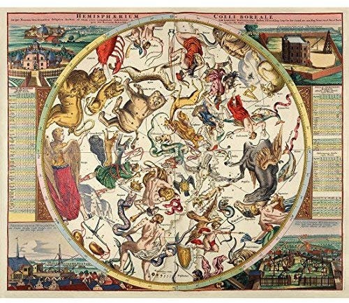 Meishe Art Póster de Constelaciones Antiguas, Mapa Celestial, astronomía, Retro, Vintage, astronómico, histórico Atlas Club, decoración para la Pared del hogar